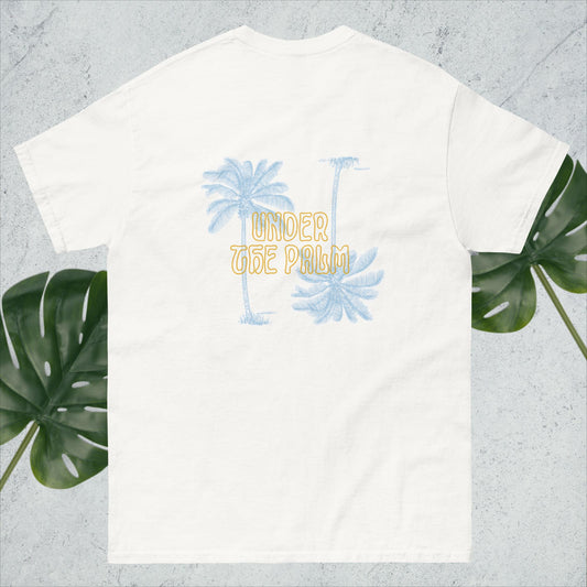 Under the Palm- Orange and Blue Tee