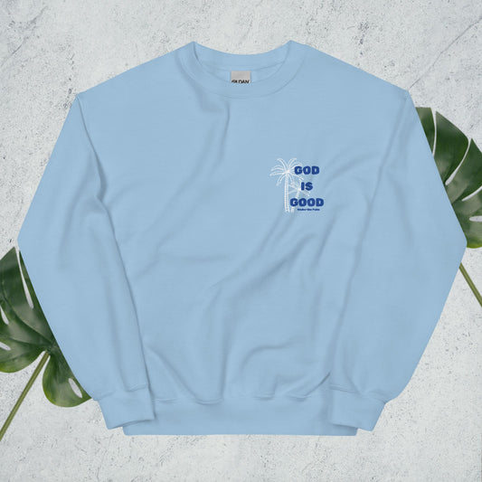 God is Good Crewneck (light blue and blue)